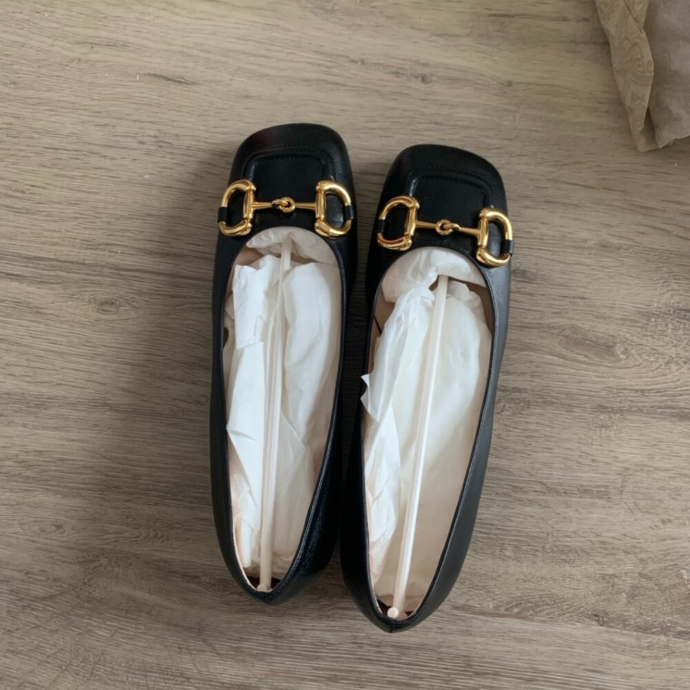 [NWT] GUCCI Horsebit Ballet Flats/ Pumps -- Color: Black; Size: US8 (EU38, IT38)